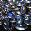 75 Pcs - Wholesale Lot Parcel - Rainbow Moonstone - Gorgeous High Quality Full Blue Flashy Fire Marquise Cabochon size 3x6 - 6x12 mm